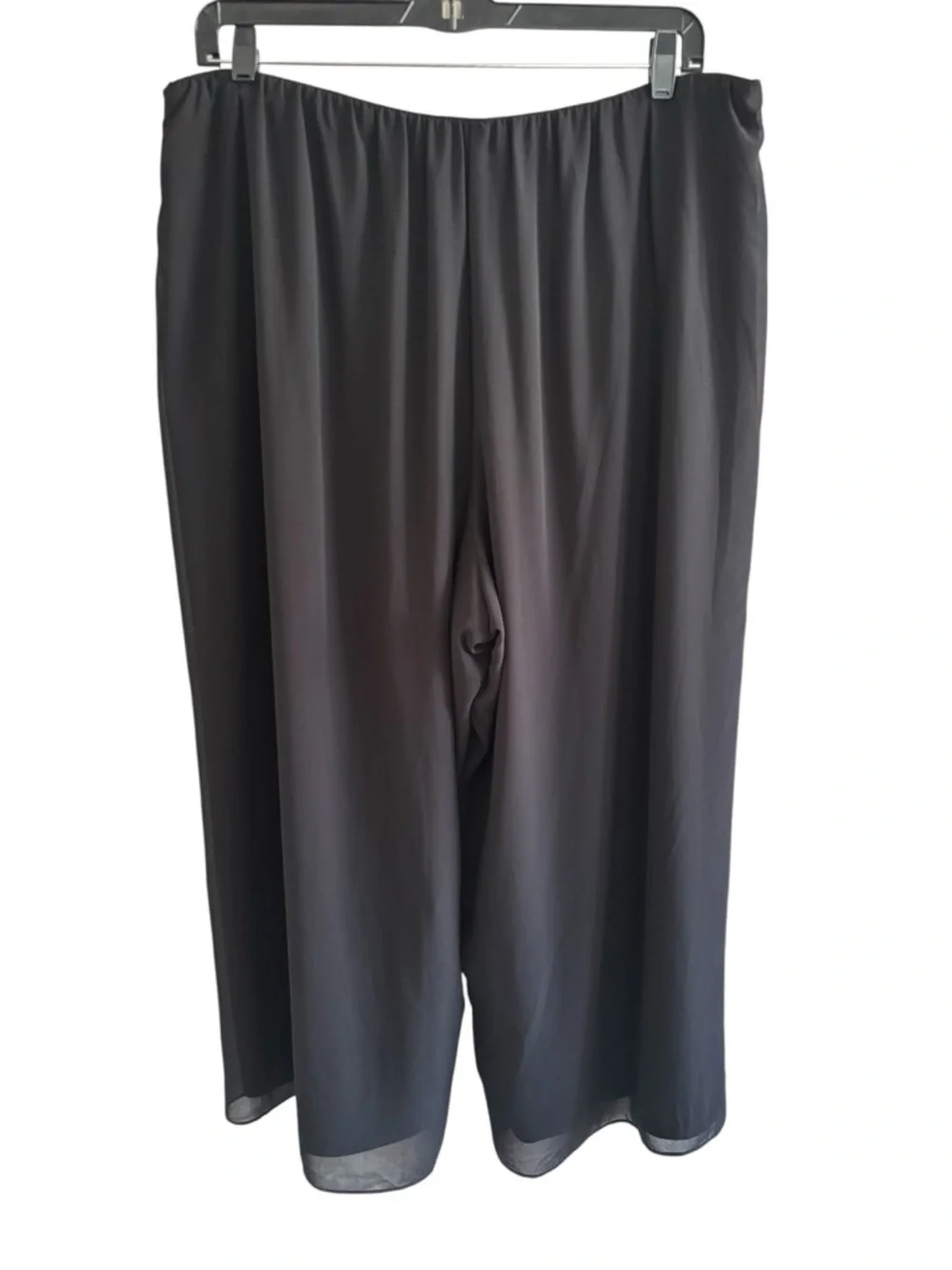 Alex Evenings Black Chiffon Wide Leg Pants 3X Elegant Minimalist Formal Flowy